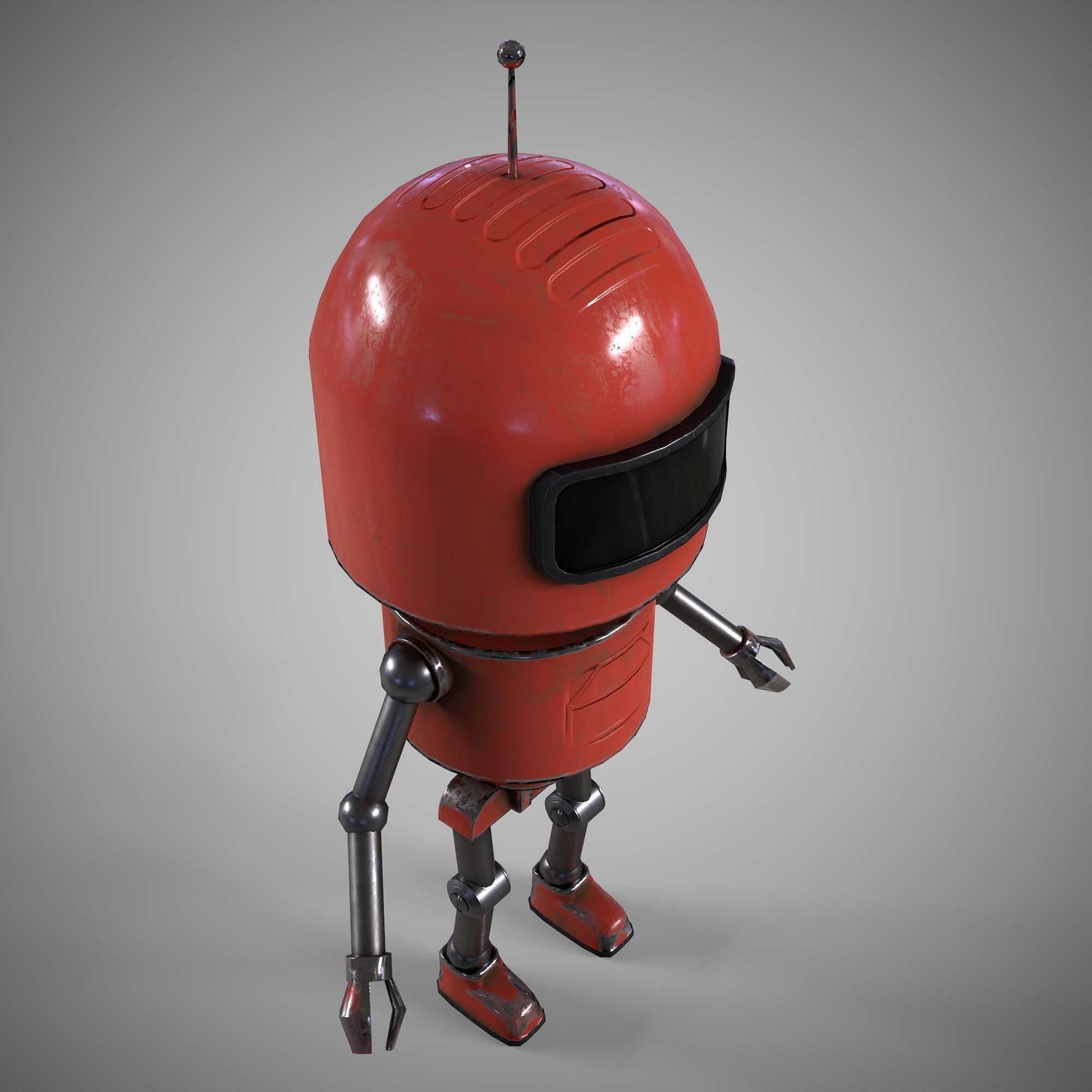 A low-poly 3D modelof a red Robot Low-poly 3D model Low-poly 3D model_10