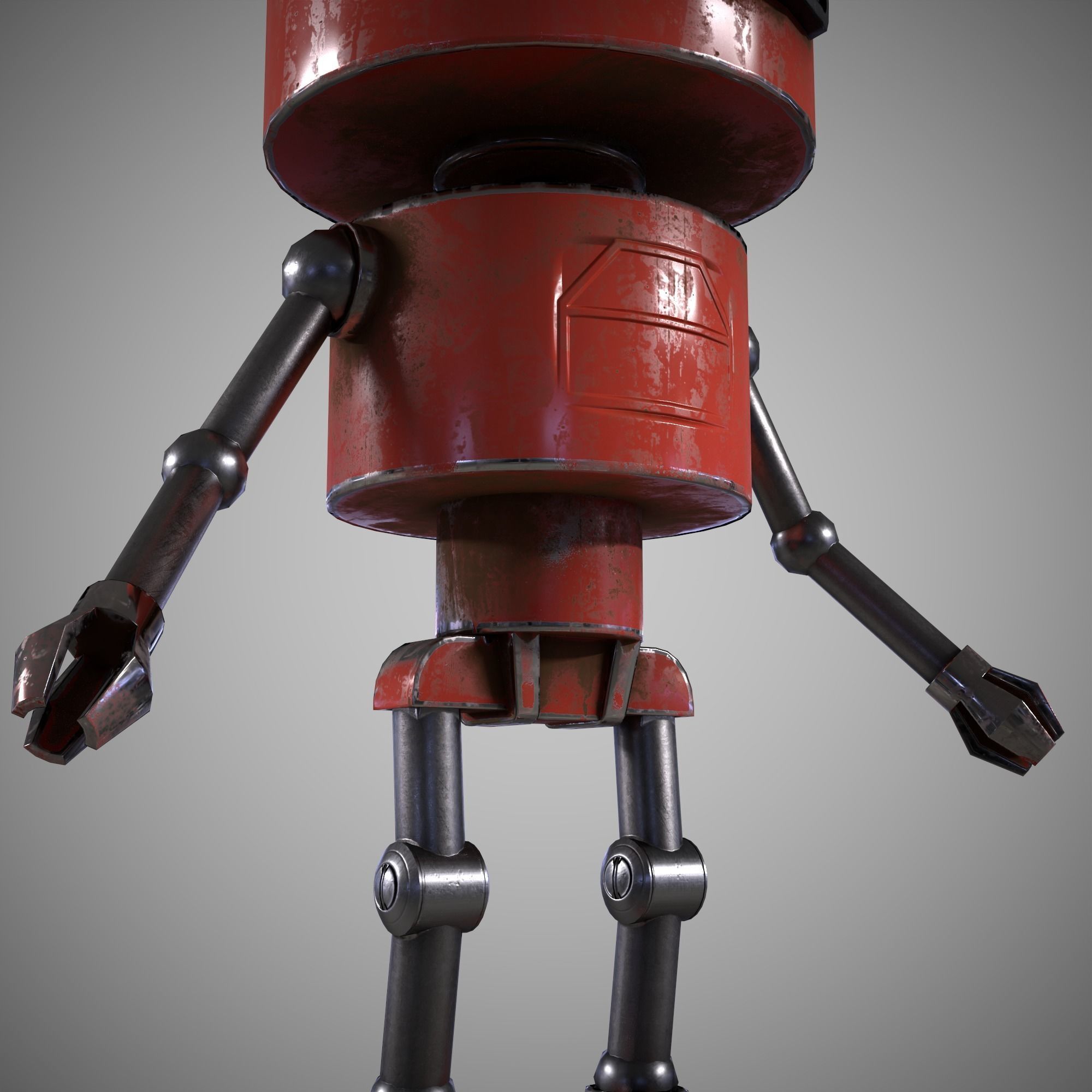 A low-poly 3D modelof a red Robot Low-poly 3D model Low-poly 3D model_12