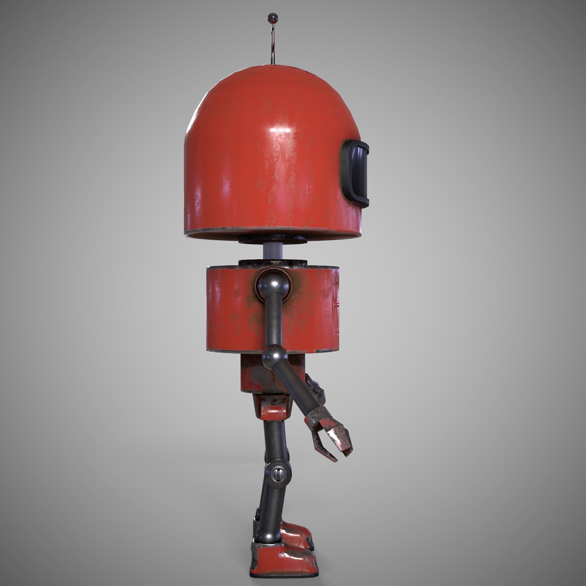A low-poly 3D modelof a red Robot Low-poly 3D model Low-poly 3D model_7