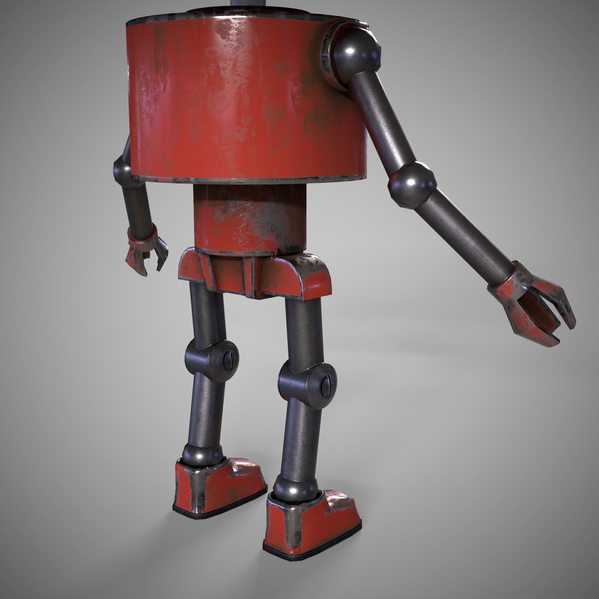 A low-poly 3D modelof a red Robot Low-poly 3D model Low-poly 3D model_9