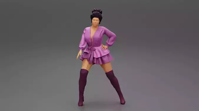 Beautiful Young Attractive Woman Wearing Dress and boot