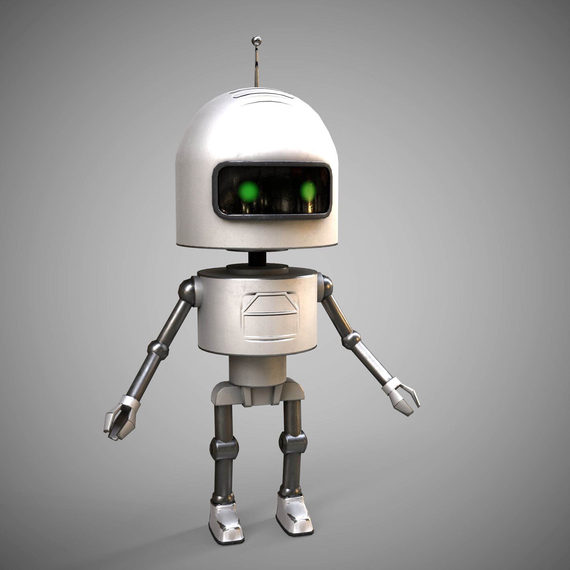 A low-poly 3D modelof a white Robot  Low-poly 3D model_7