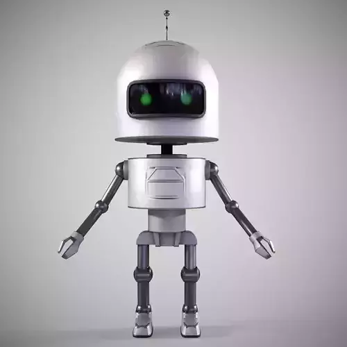A low-poly 3D modelof a white Robot 