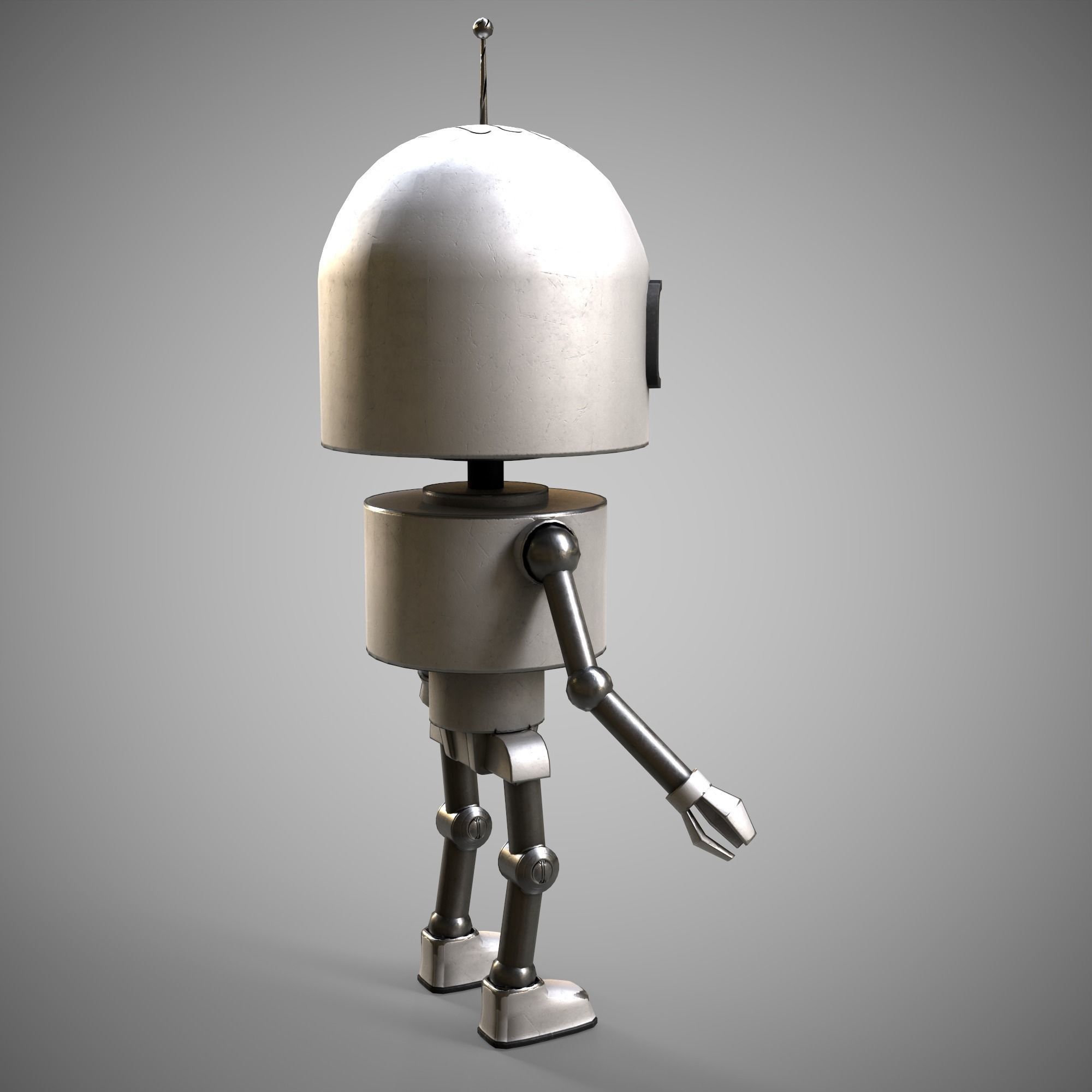 A low-poly 3D modelof a white Robot  Low-poly 3D model_8