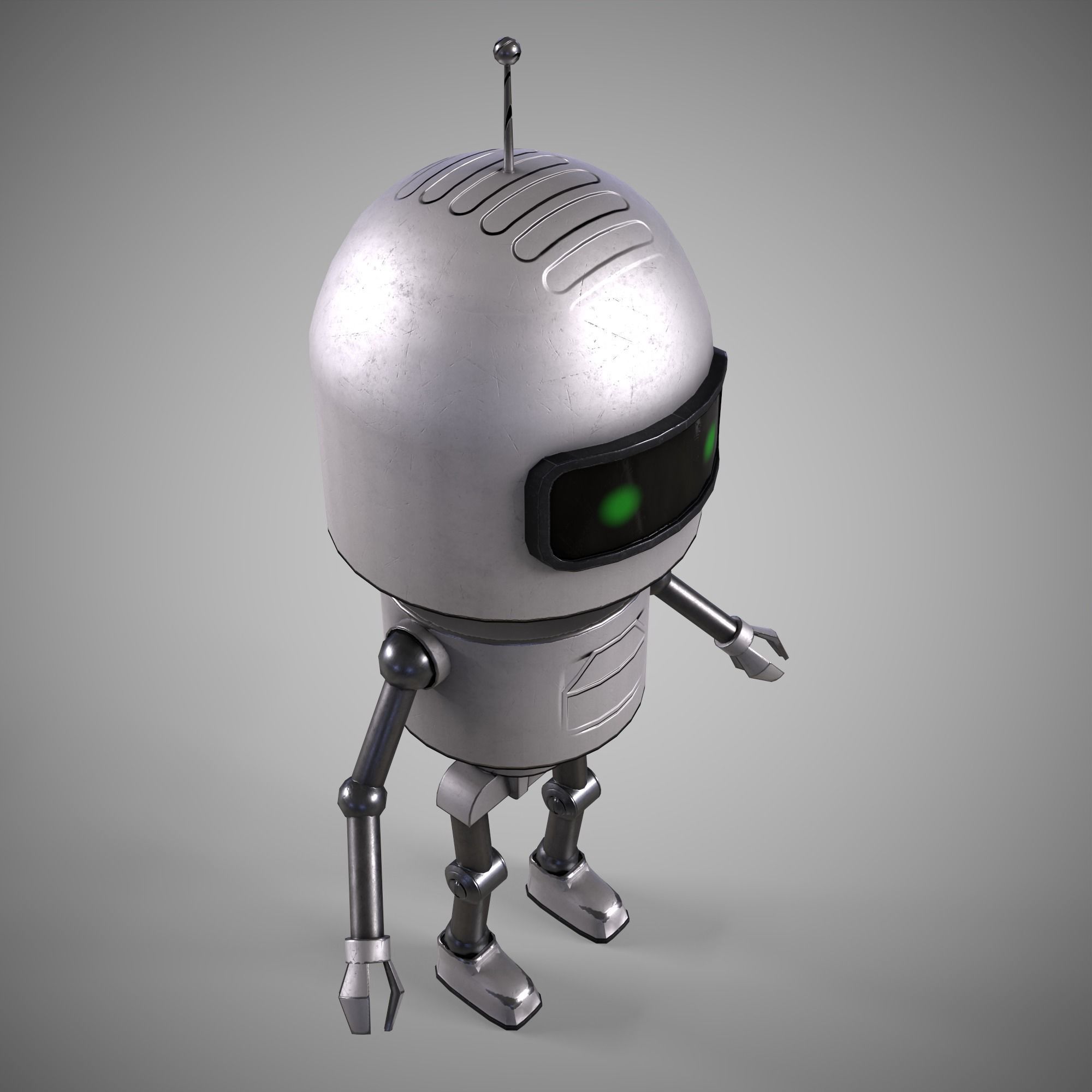 A low-poly 3D modelof a white Robot  Low-poly 3D model_3
