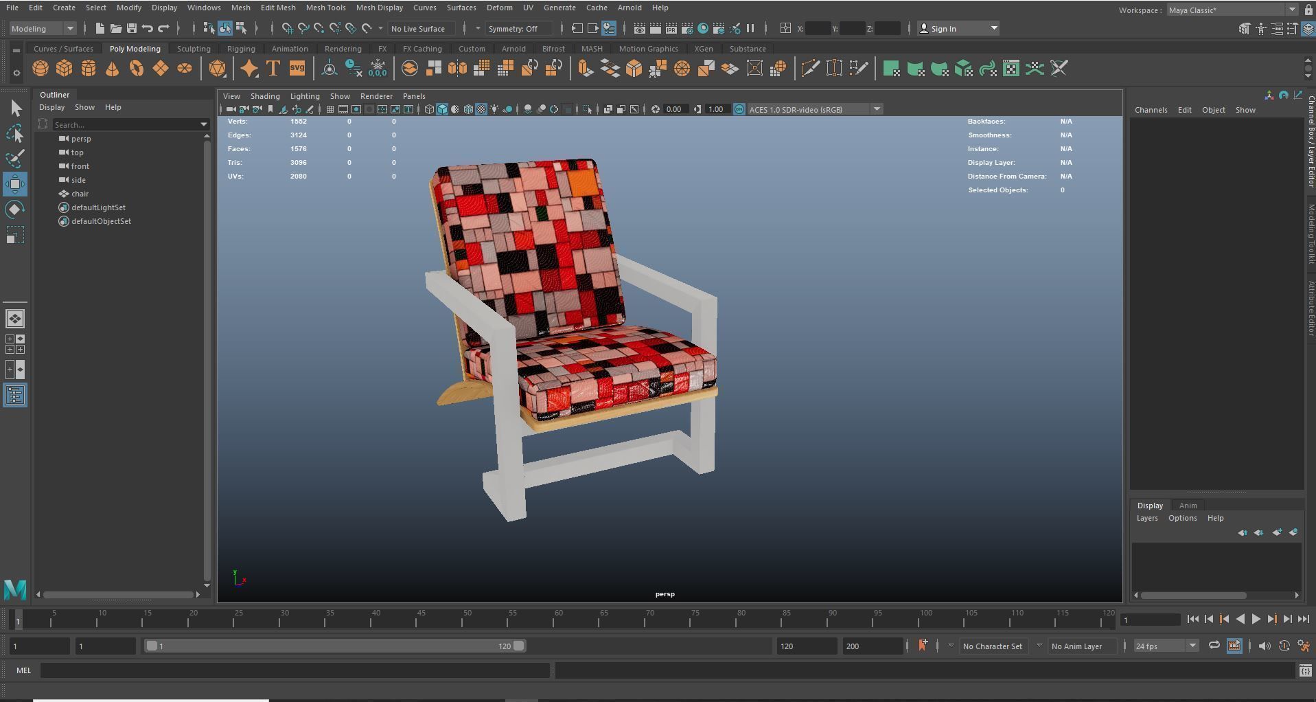 Modern Chair 3D Model AR VR PBR Low-poly 3D model_18