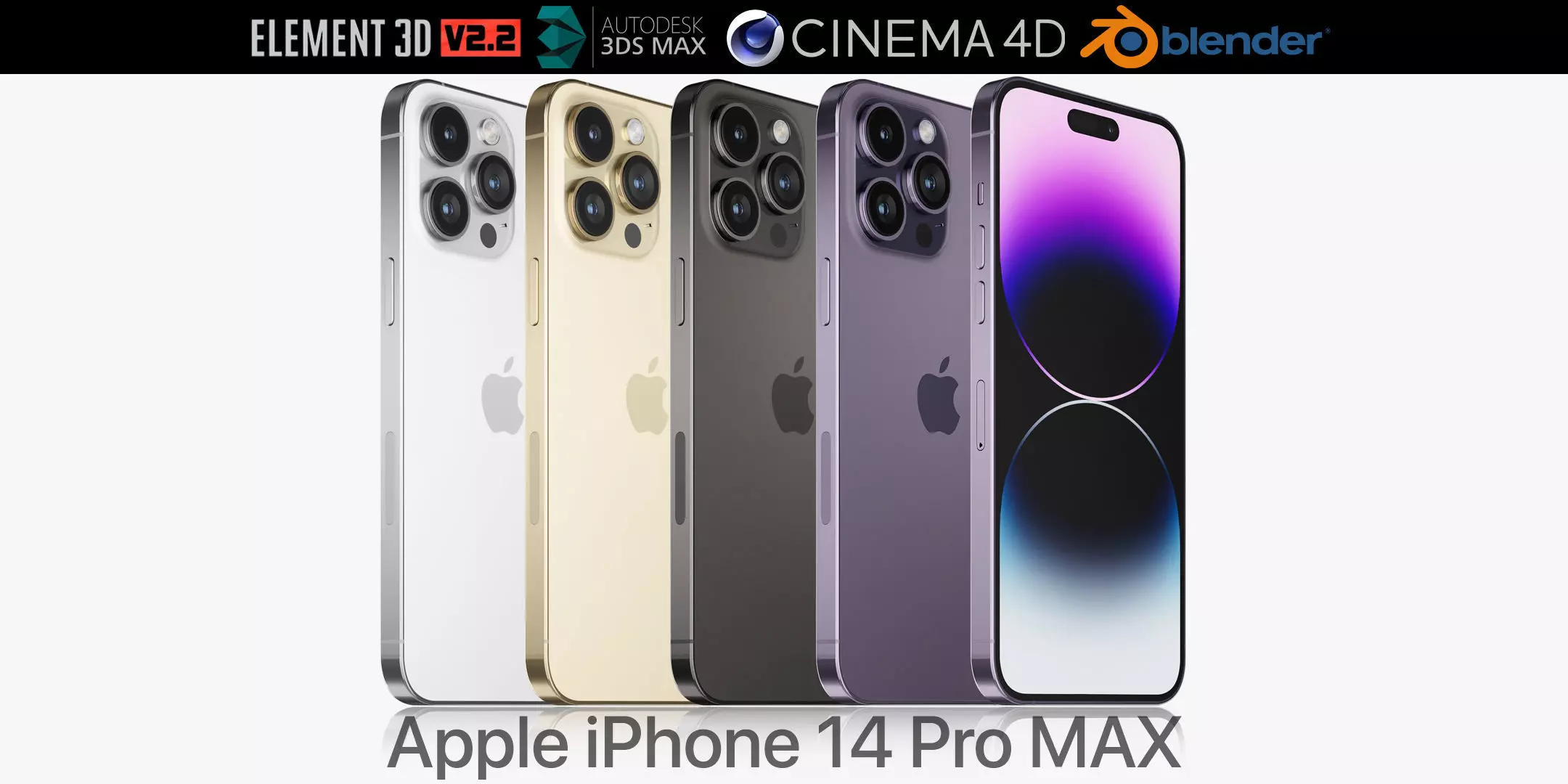 Apple iPhone 14 Pro MAX all colors 3D model_0