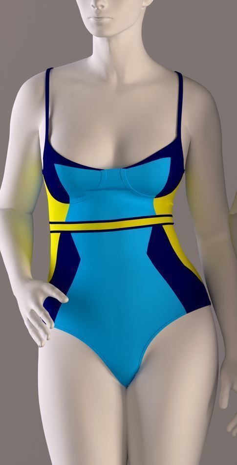 3 Women swimsuit - swimwear with textures 3D model_3