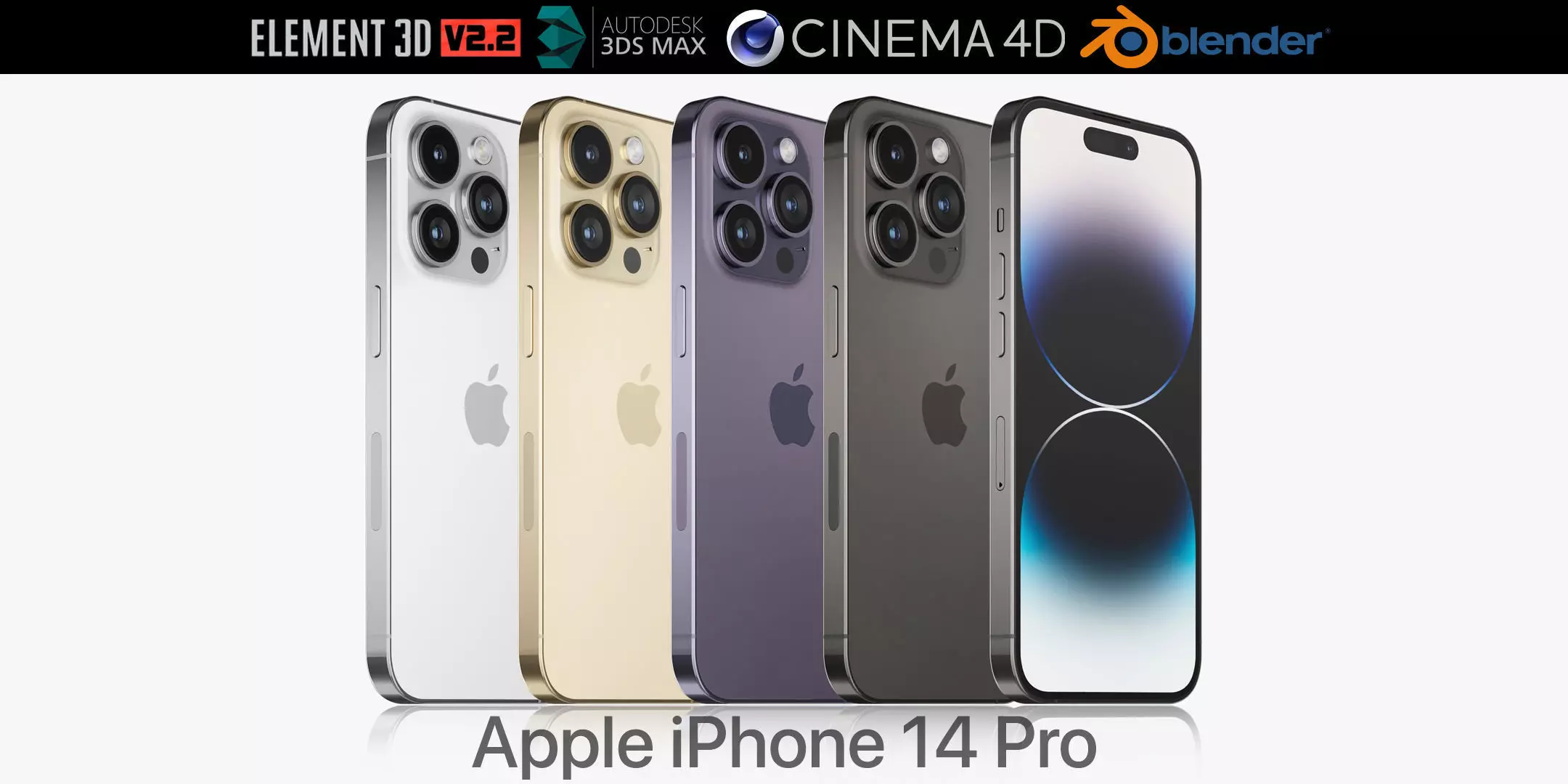Apple iPhone 14 Pro all colors 3D model_0