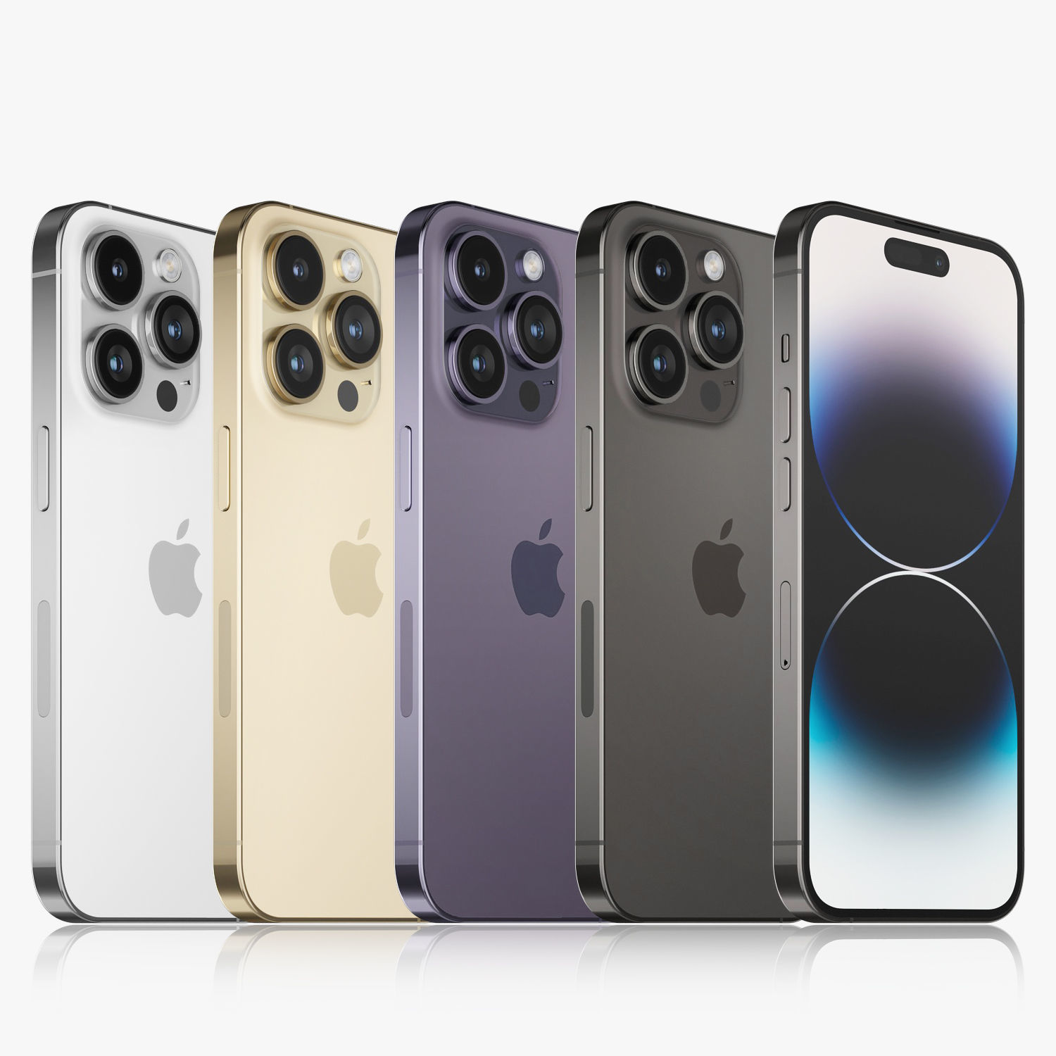 Apple iPhone 14 Pro all colors 3D model_1