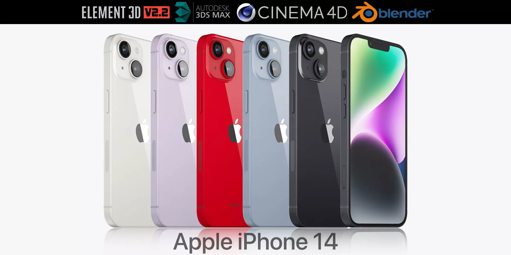Apple iPhone 14 all colors 3D model_0