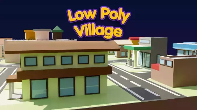 3D Cartoon City buildings for games