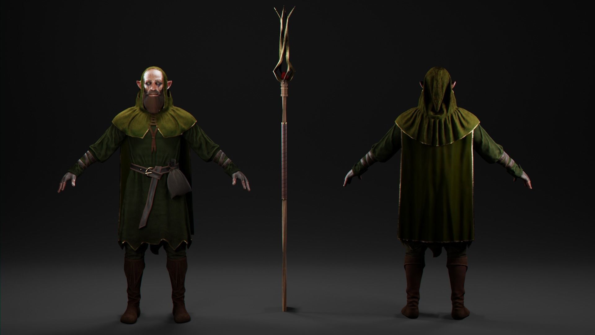 Druide chess game Low-poly 3D model_2