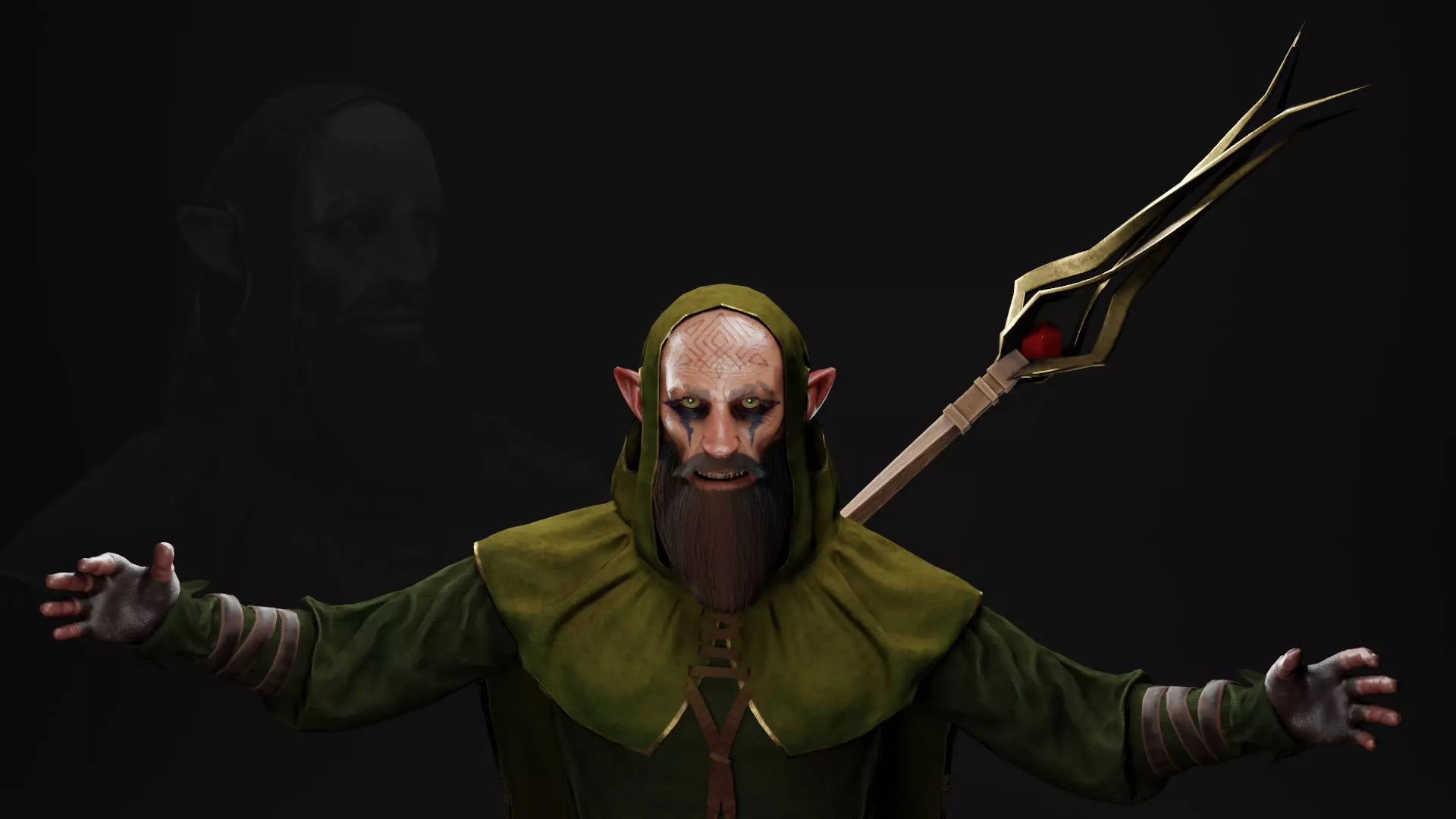 Druide chess game Low-poly 3D model_0