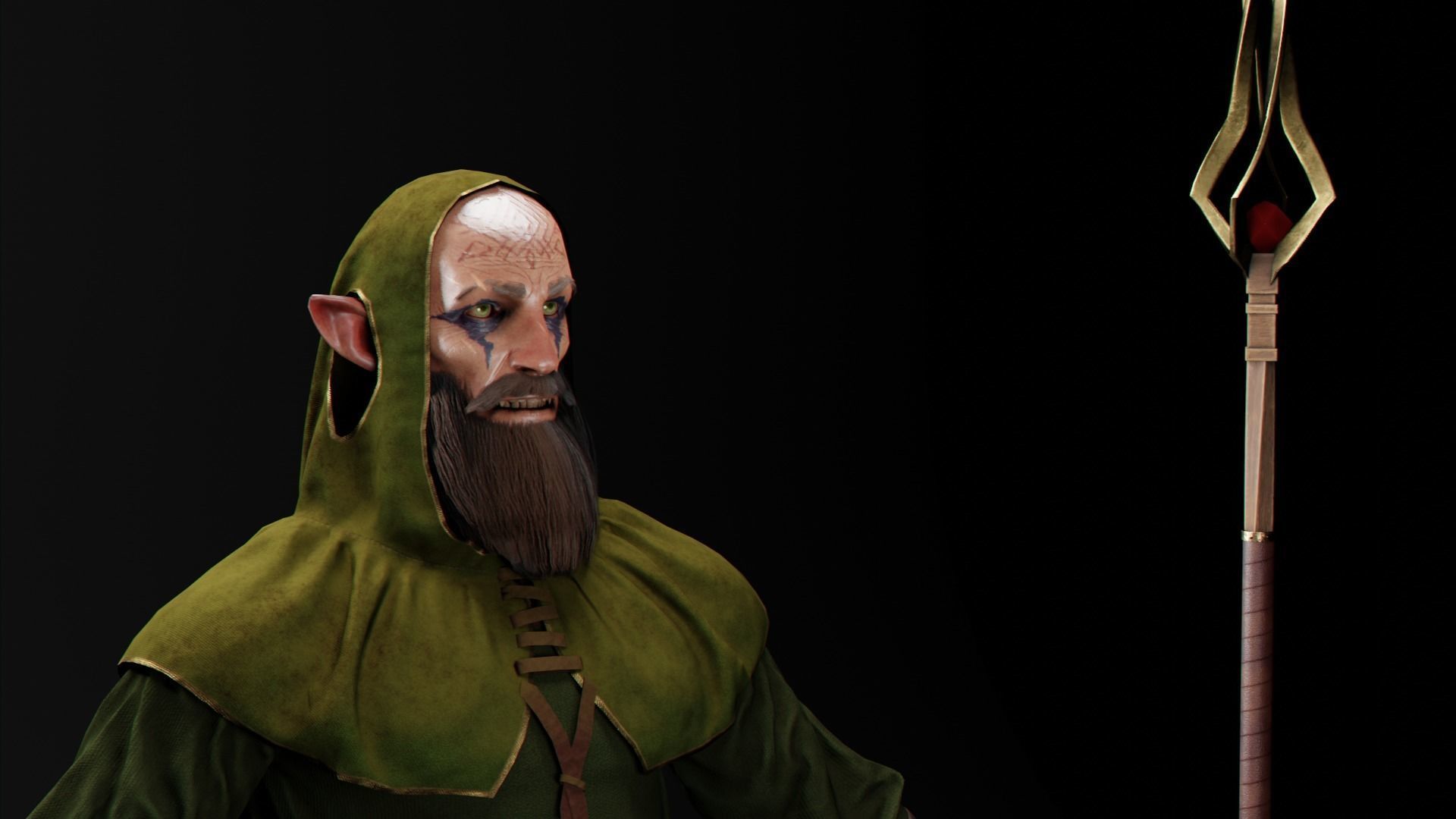 Druide chess game Low-poly 3D model_4