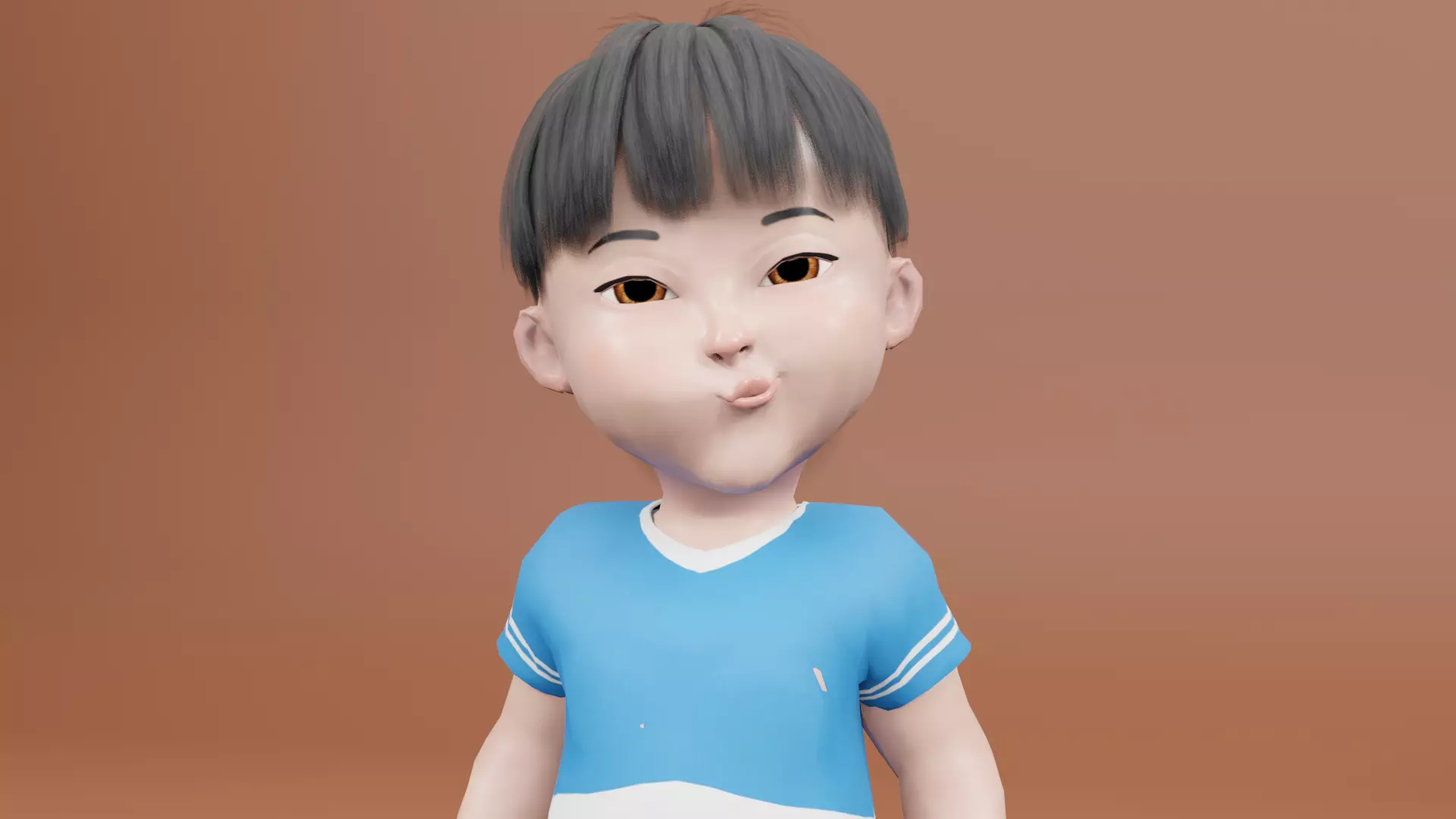 Cartoon Asian Boy Free low-poly 3D model_0