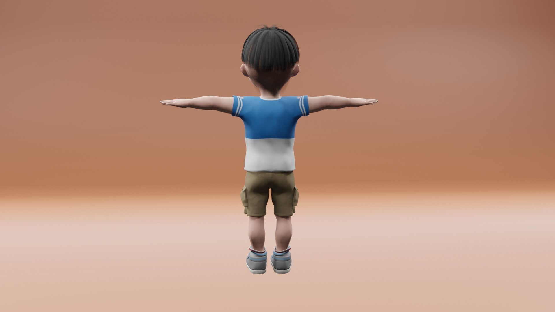 Cartoon Asian Boy Free low-poly 3D model_3