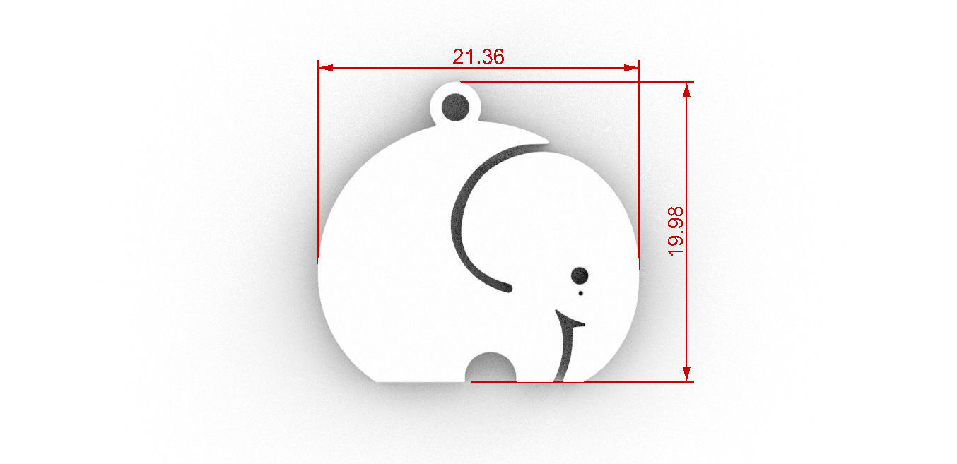 Elephant pendant 3D print model 3D print model_3
