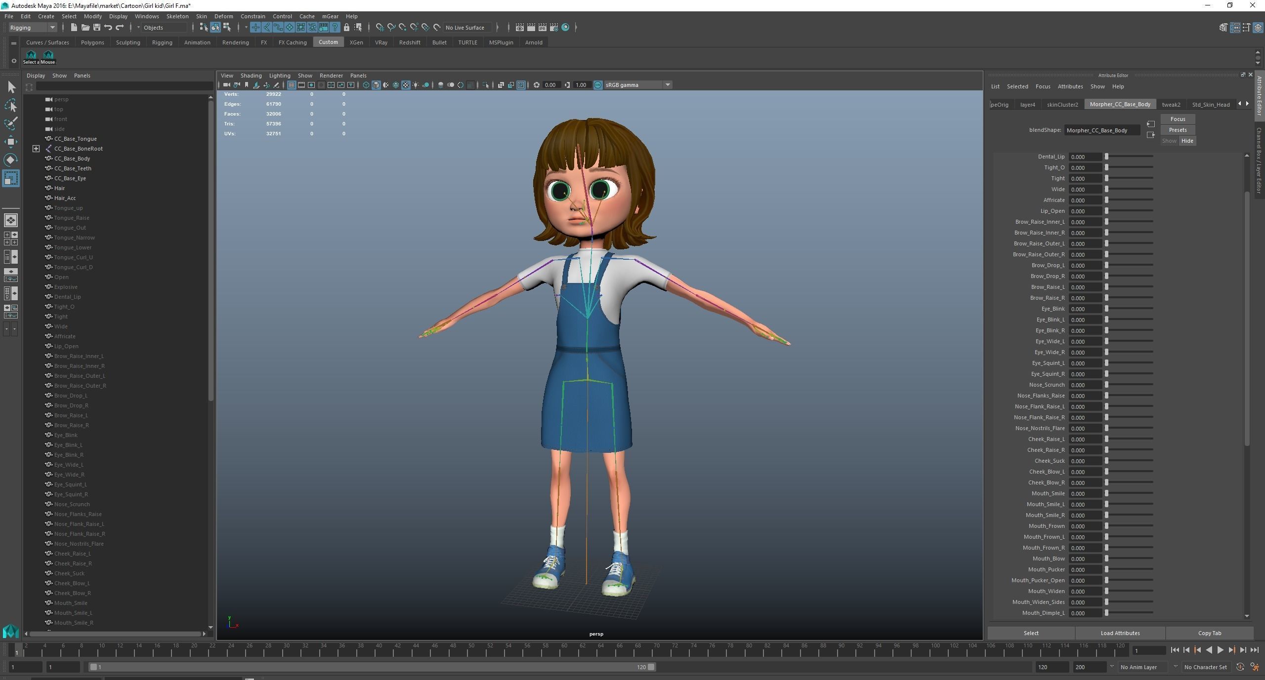 3D model Stylized Cartoon Girl Kid rigged character VR / AR / low-poly ...