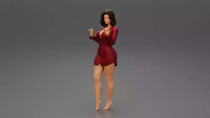 Cute Woman Wearing Long Shirt while Posing