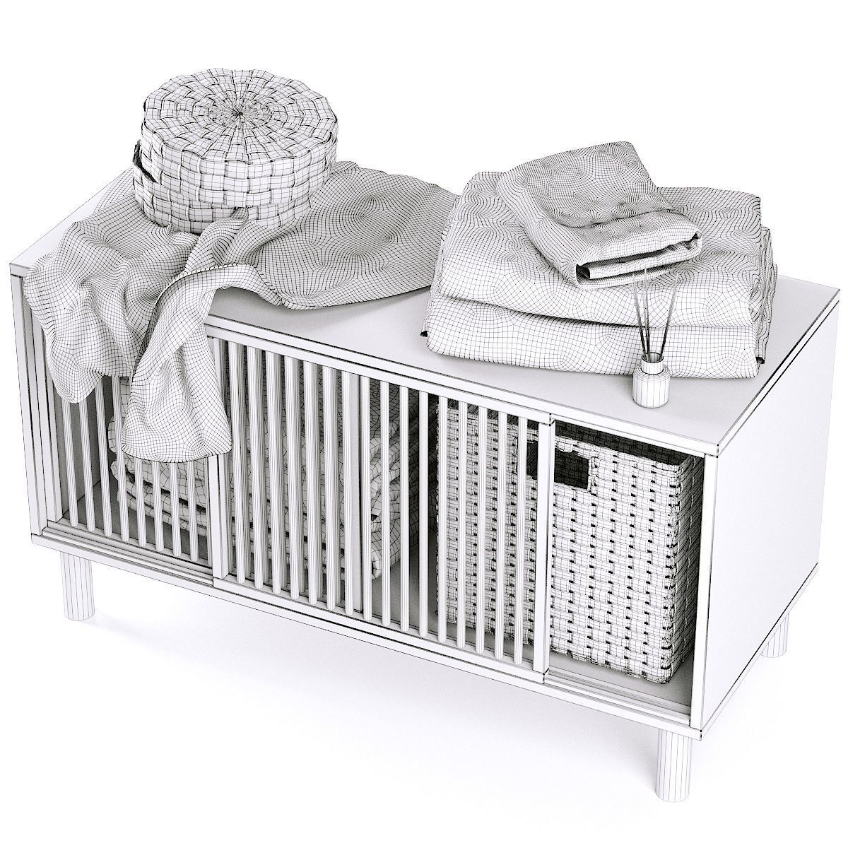 Oak bathroom bench PILPAO LA REDOUTE 3D model_5