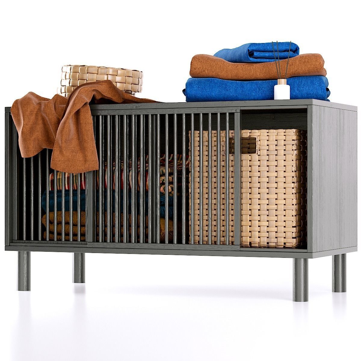 Oak bathroom bench PILPAO LA REDOUTE 3D model_1