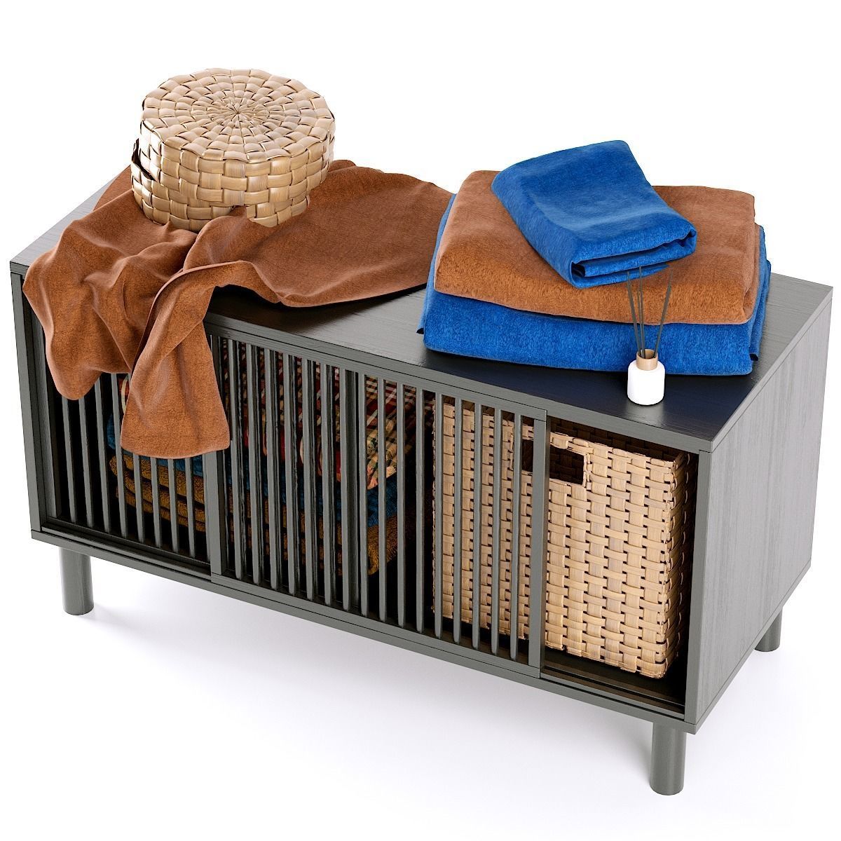 Oak bathroom bench PILPAO LA REDOUTE 3D model_3