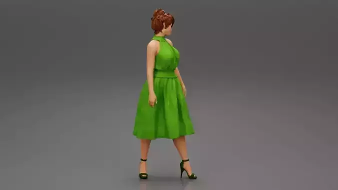 young beautiful woman in elegant short dress and high heels