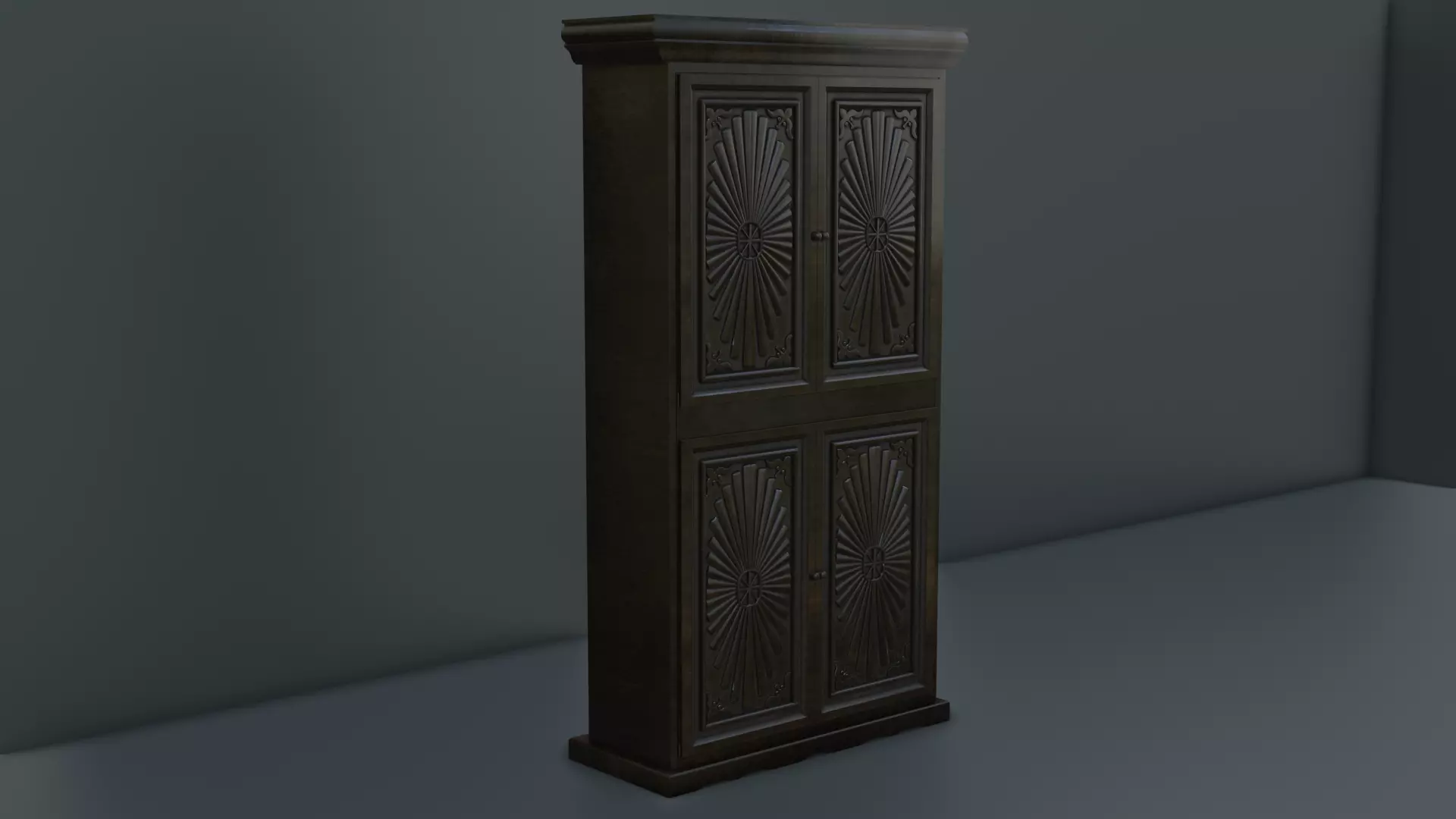 Cabinet tall wooden Free low-poly 3D model