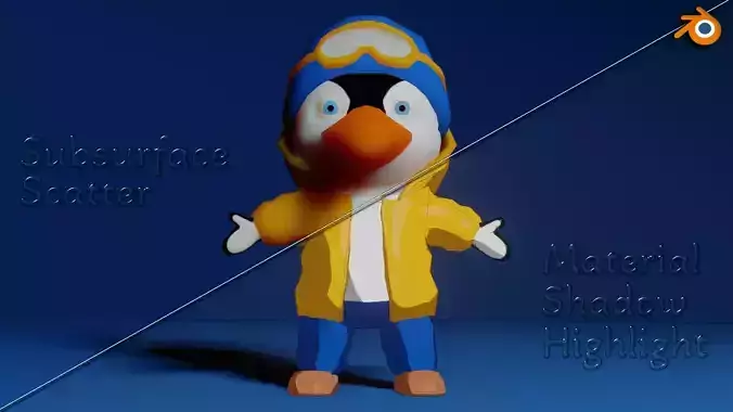Penguin wearing jacket Low-poly 3D model