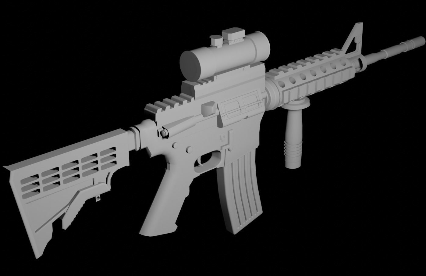 M4A1 assault rifle gun weapon Low-poly 3D model_5