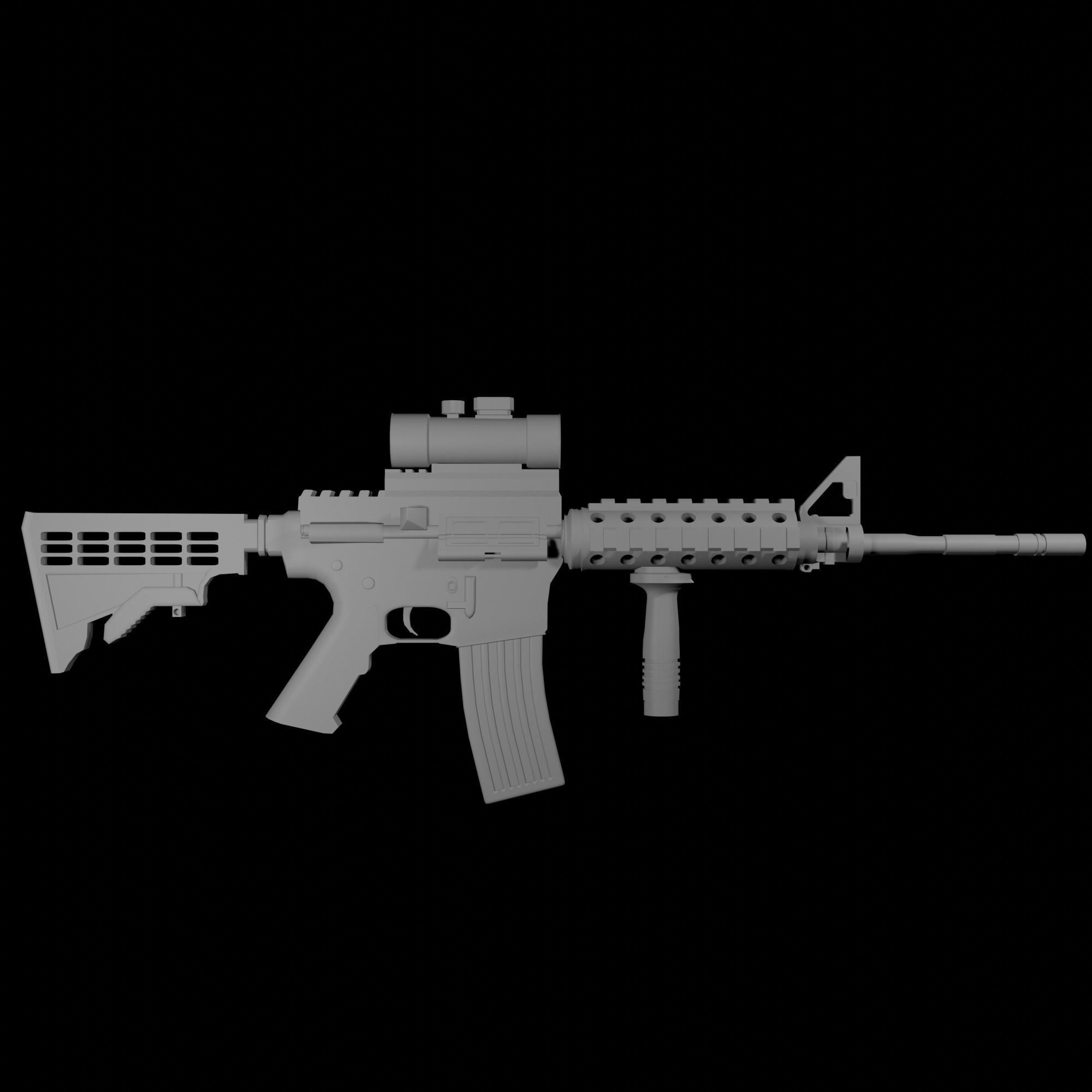 M4A1 assault rifle gun weapon Low-poly 3D model_4