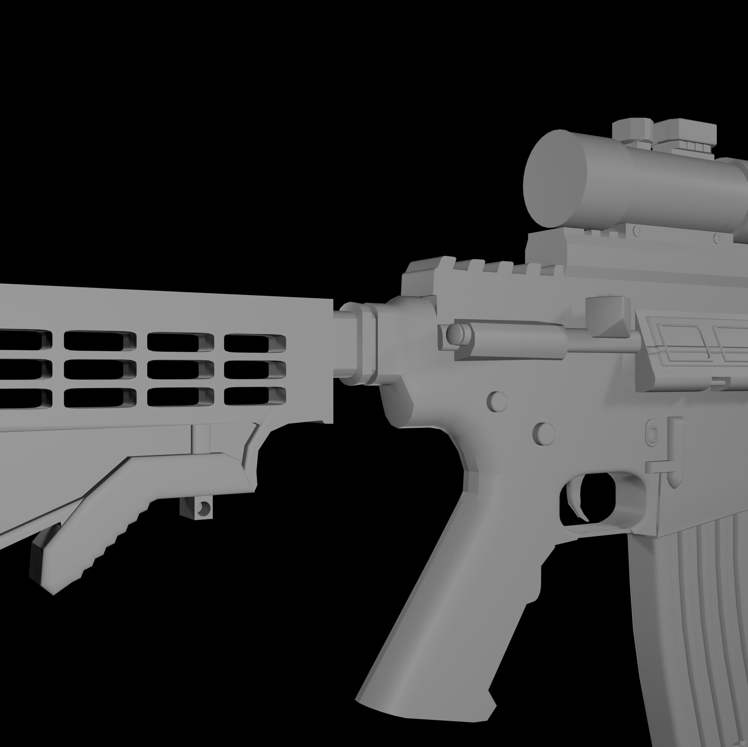 M4A1 assault rifle gun weapon Low-poly 3D model_2