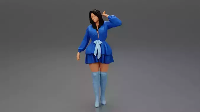 Beautiful Young Woman Standing In Dress and boots