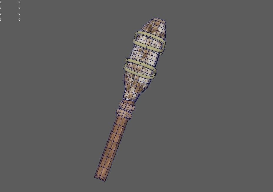 weopon wooden wand Low-poly 3D model_6
