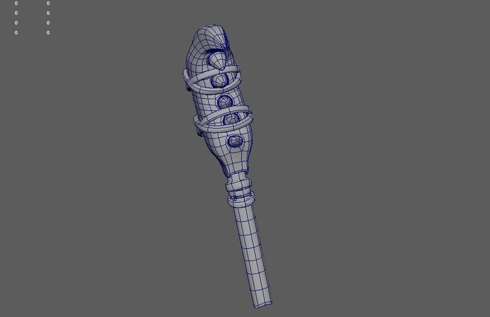 weopon wooden wand Low-poly 3D model_7
