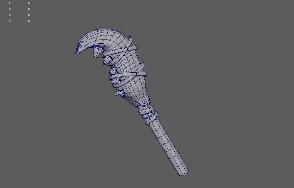 weopon wooden wand Low-poly 3D model_8