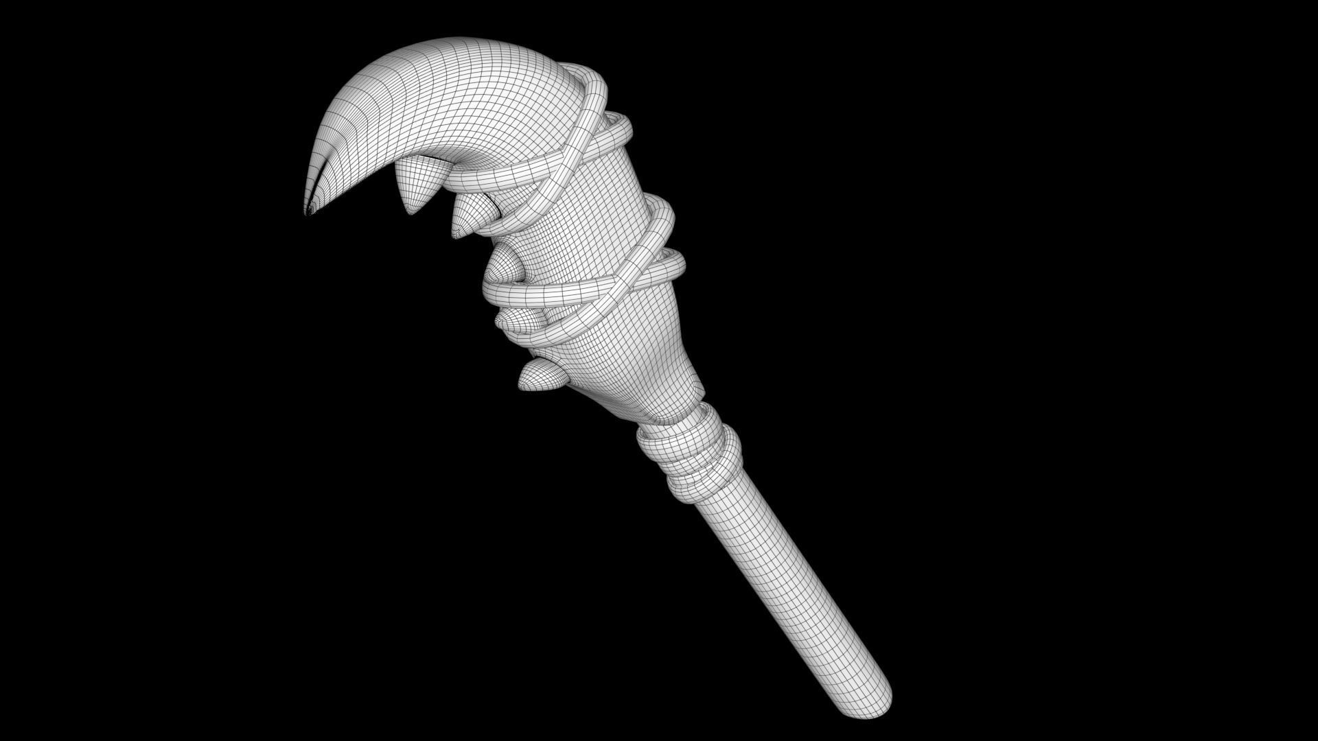 weopon wooden wand Low-poly 3D model_4