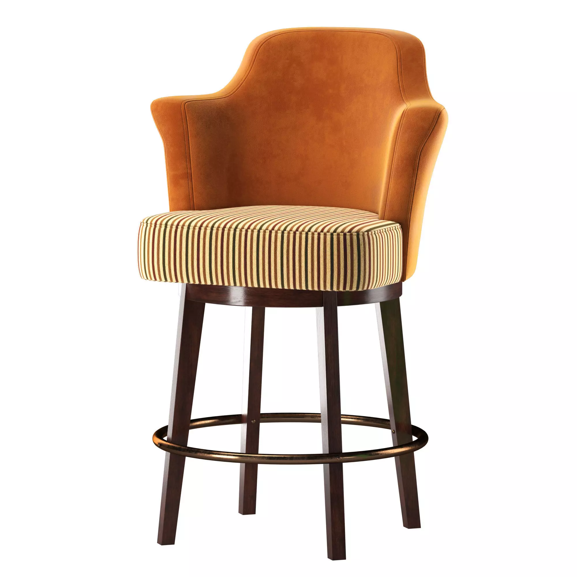 BarStool bar stool with orange upholstered seat 3D model