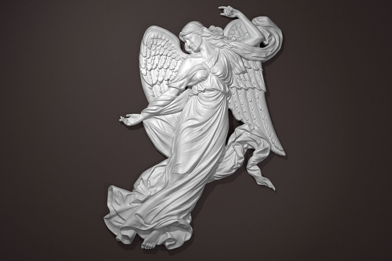 Angel relief 3D print model_1