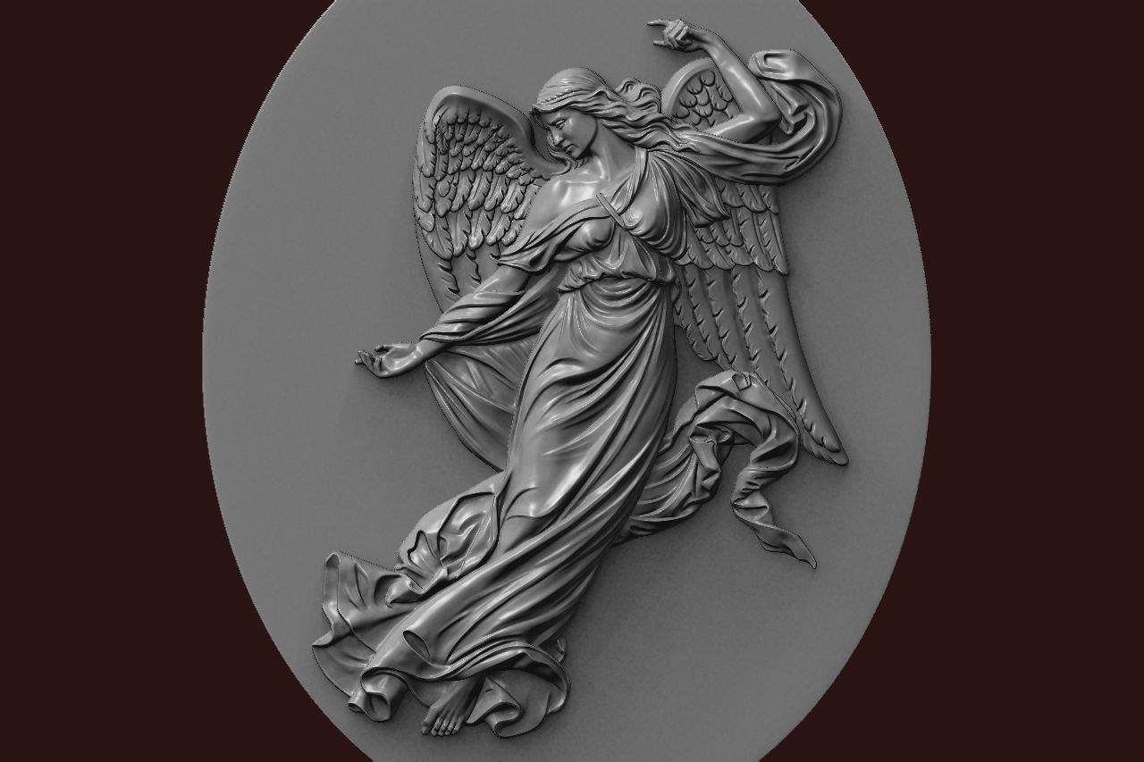 Angel relief 3D print model_2