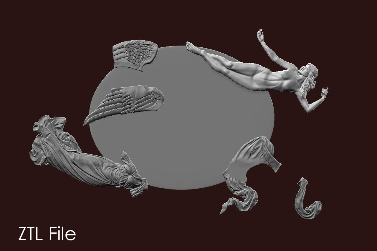 Angel relief 3D print model_6