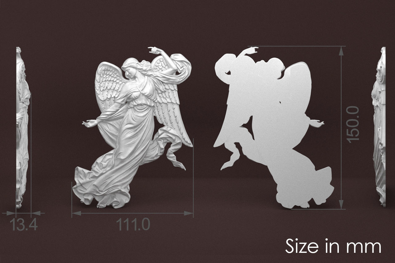 Angel relief 3D print model_4