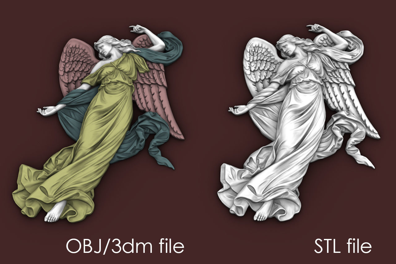 Angel relief 3D print model_5