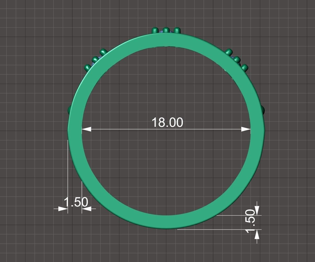 Designer crown ring with diamonds 3D print model_8