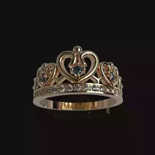 Designer crown ring with diamonds