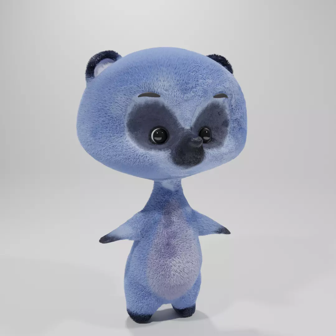 baby bear character Low-poly 3D model_0
