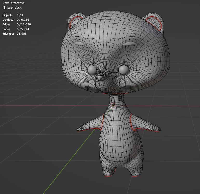 baby bear character Low-poly 3D model_5