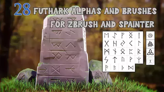 Stylised Runes Futhark Alphas For Zbrush and Substance Painter Texture