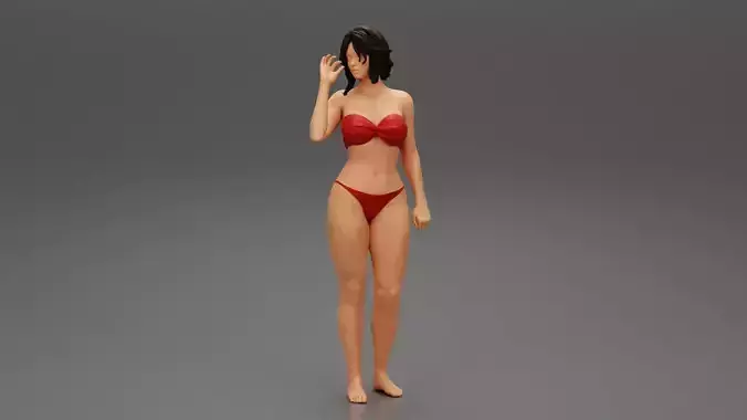 Young Beautiful Female Model Posing In The Bikini